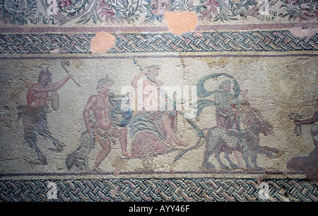 Près d'une mosaïque de Dionysos dans les mosaïques de la Maison de Dionysos Pafos à Chypre Banque D'Images