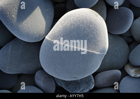 Frosty pebble sur Westward Ho ! Plage à devon Banque D'Images