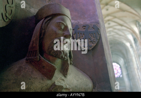 Charles IV, statue, buste, tête, portrait dans le triforium de la cathédrale Saint-Guy de Prague République Tchèque Banque D'Images