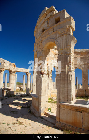 Le marché, Leptis Magna, Libye, Afrique du Nord Banque D'Images