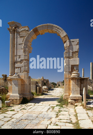 L'arc de Trajan Leptis Magna, Libye, Afrique du Nord Banque D'Images