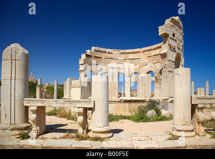 Le marché, Leptis Magna, Libye, Afrique du Nord Banque D'Images