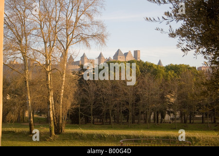 Hill top ville médiévale de Carcassonne Banque D'Images