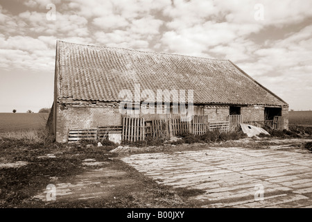 Vieille Grange traditionnelle, Norfolk, UK Terres agricoles Banque D'Images