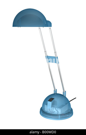 Lampe de bureau bleu sur blanc with clipping path Banque D'Images