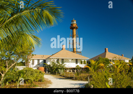 Le phare de Sanibel Island avec décorations de Noël Sanibel Island Florida USA Banque D'Images