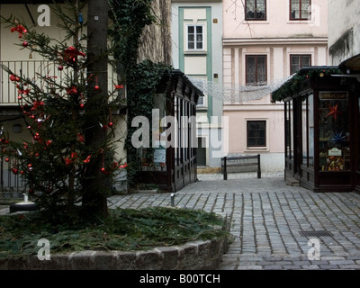 Marché entre Gutenberg Gasse et Spittelberg Gasse au moment de Noël, Spittelberg, Vienne, Autriche Banque D'Images