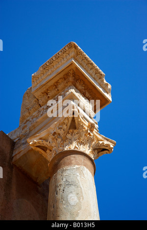 Détail de l'Arc de Antonius Pius, Leptis Magna, Libye, Afrique du Nord Banque D'Images