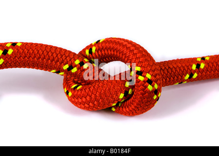Nœud plat en corde rouge. Banque D'Images