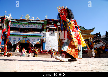 Chaque année tibétaine traditionnelle Thangka Bouddhas festival à Tongren. Monastère de Wutong Qinghai,.Chine Banque D'Images