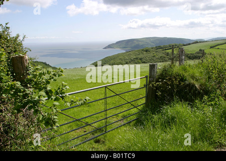 UK Somerset Exmoor vue sur la baie à partir de la route à péage Porlock Banque D'Images