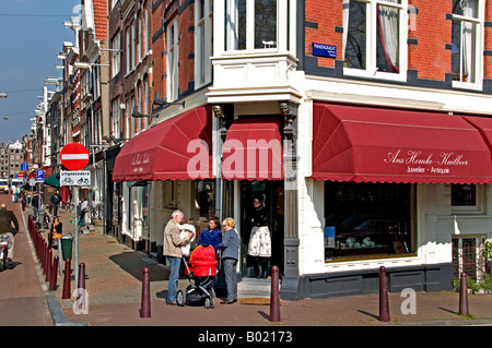 Antiquaires Amsterdam Kerkstraat près de Rijksmuseum Spiegelkwartier Banque D'Images