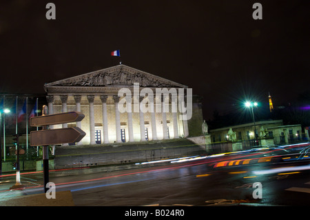 Assamblee Nationale, Paris by night Banque D'Images