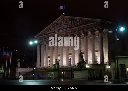 Assamblee Nationale, Paris by night Banque D'Images