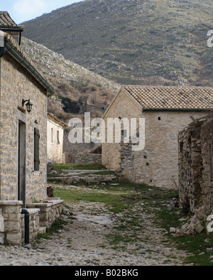 Bâtiments restitués au Old Perithia, Corfou, Grèce Banque D'Images