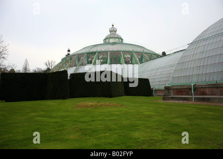 D'hiver, les Serres Royales de Laeken, château de Laeken, Avenue du Parc Royal, Laeken, Bruxelles, Belgique Banque D'Images