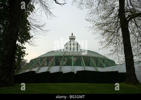 D'hiver, les Serres Royales de Laeken, château de Laeken, Avenue du Parc Royal, Laeken, Bruxelles, Belgique Banque D'Images