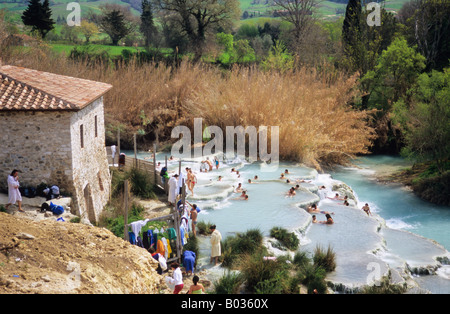 Cascate del Mulino, Terme di Saturnia, la Maremme, Province de Grosseto, Toscane, Italie Banque D'Images