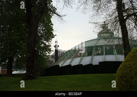 D'hiver, les Serres Royales de Laeken, château de Laeken, Avenue du Parc Royal, Laeken, Bruxelles, Belgique Banque D'Images