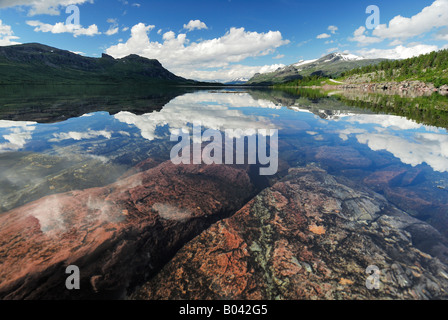 Langas Lac, Stora Sjoeffallet Laponia NP, Laponie, Suède, août Banque D'Images