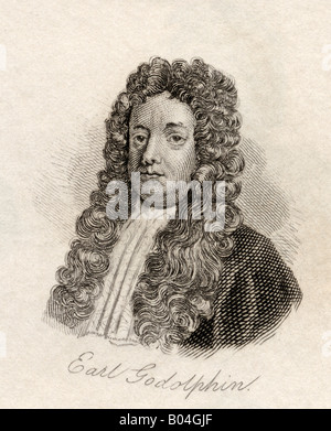 Sidney Godolphin, 1st comte de Godolphin, 1645 - 1712. Politicien britannique. Du livre Crabbs Historical Dictionary Published 1825 Banque D'Images