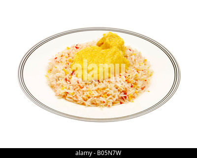 Poulet korma avec riz pilaf Banque D'Images
