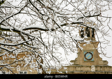 La tour de l'horloge de Musée du Château en hiver, York, North Yorkshire, Royaume-Uni. Banque D'Images