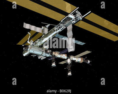 Computer Generated vue de la Station spatiale internationale. Banque D'Images