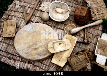 Canada, Québec, Québec. Gaspésie, Micmac First Nation Indian Village, articles ménagers. Des biens. Banque D'Images