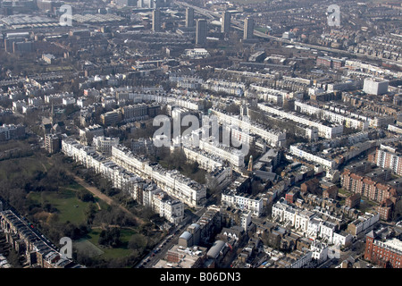 Vue aérienne au nord-ouest de Ladbroke Square Gardens Lansdowne Crescent maisons urbaines de Royal Borough de Kensington Chelsea Londres W11 Banque D'Images