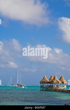 Belize, Caye Ambergris Caye, San Pedro, Ramons Village Resort Pier Banque D'Images