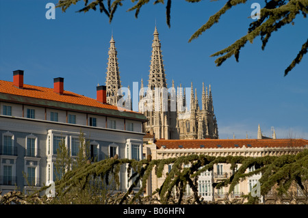 La Cathédrale de Burgos de la Vierge Marie comme vu de la Calle de la Merced Banque D'Images