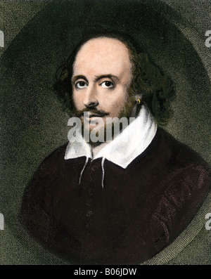 William Shakespeare. À la main, gravure sur acier Banque D'Images