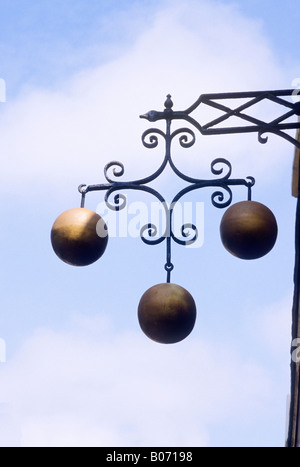Les prêteurs sur gages street sign Brighton Sussex trois boules, England UK shop sign Banque D'Images