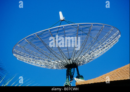 Antenne parabolique sur le toit de maison Kuta Bali Indonésie Banque D'Images