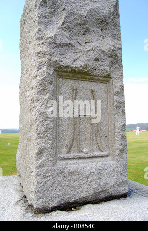 Hambledon Memorial Stone, Broadhalfpenny Cricket, Hambledon, Hampshire, Angleterre, Royaume-Uni Banque D'Images