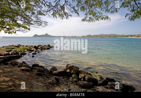 La plage de Reduit. Rodney Bay, Gros Islet Saint Lucia Banque D'Images