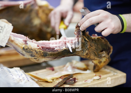 Trancheuse jambon ibérique, de l'os. Banque D'Images