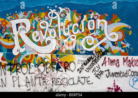 Les graffitis, 'revolución' révolution, Mérida, Venezuela, Amérique du Sud Banque D'Images