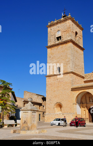 Tour de l'église EL Toboso, Castilla-La Mancha région, Espagne Banque D'Images