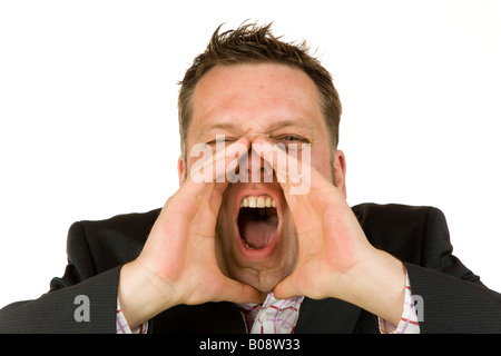 40 ans businessman shouting Banque D'Images