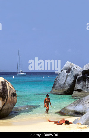 Voilier, 'Les Bains, ' l'île de Virgin Gorda, îles Vierges britanniques, Lesser Antilles, Caribbean Banque D'Images