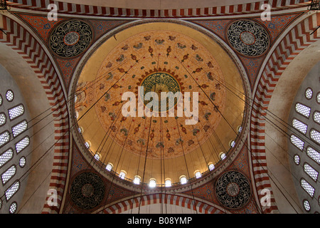 Dome, Sueleymaniye Mosquée, la Mosquée de Soliman, Istanbul, Turquie Banque D'Images