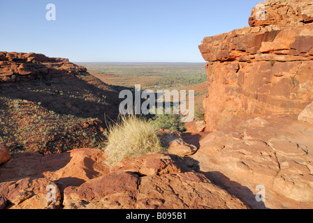 Vue depuis le Kings Canyon Rim sur les plaines de Watarrka National Park, Territoire du Nord, Australie Banque D'Images