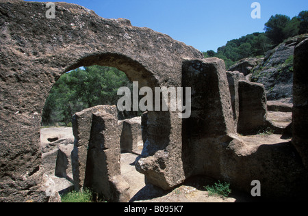 Mesas de Villaverde, ruines du château de Bobastro, Basilique Rupestre, la province de Málaga, Andalousie, Espagne Banque D'Images