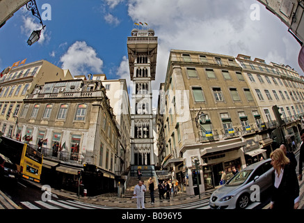 Ascenseur de Santa Justa, Lisbonne, Lisboa Portugal. Banque D'Images