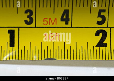 Stock photo d'un ruban de mesure montrant à la fois les mesures impériales et métriques Banque D'Images