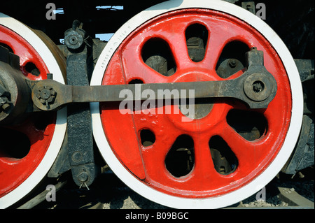 Les roues principales de locomotive à vapeur, Tangshan, Chine. 27-avr.-2008 Banque D'Images