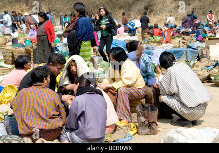 Marché du week-end de Thimphu, Bhoutan Banque D'Images