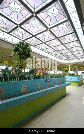 Des robinets d'eau dans la Halle des sources à Vichy thermal Spa, Auvergne, France, Europe Banque D'Images